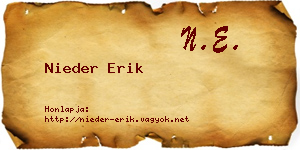 Nieder Erik névjegykártya